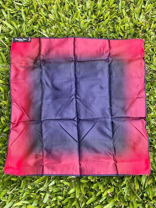 Lenço Christian Dior em Seda Azul e Vermelho