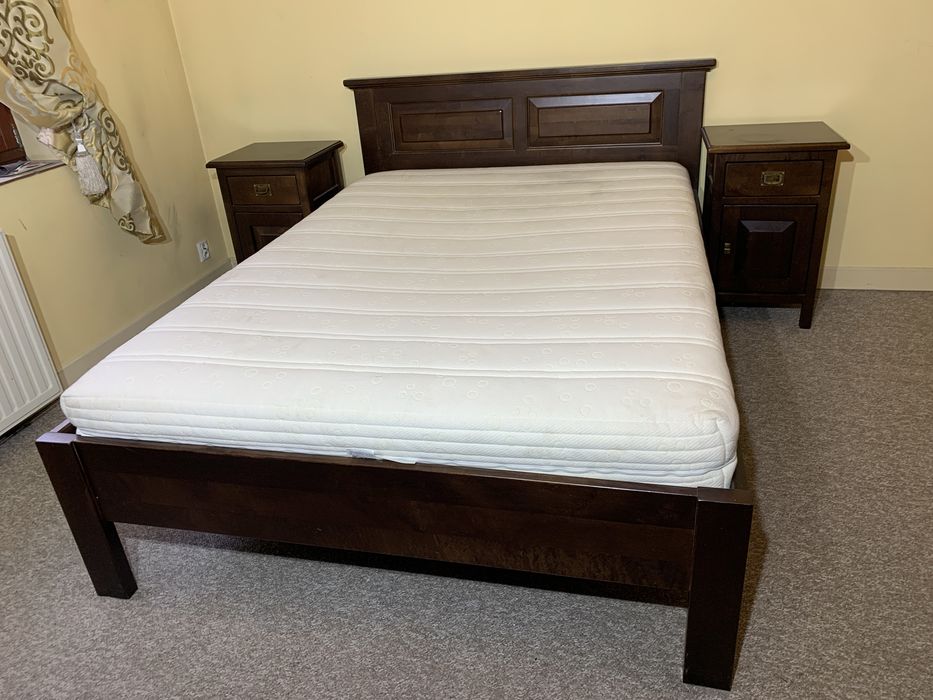 Bk meble łóżko 140/200 szafki nocne lite drewno brzoza Lozana