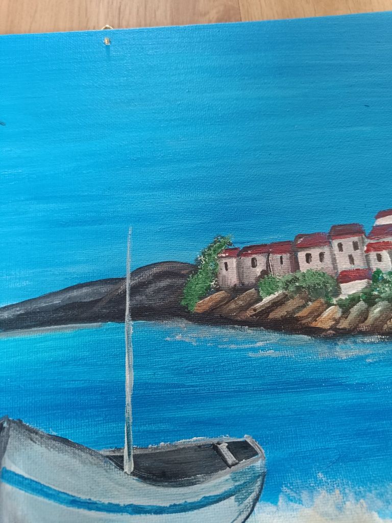 Obraz 30x40 łódka morze akryl