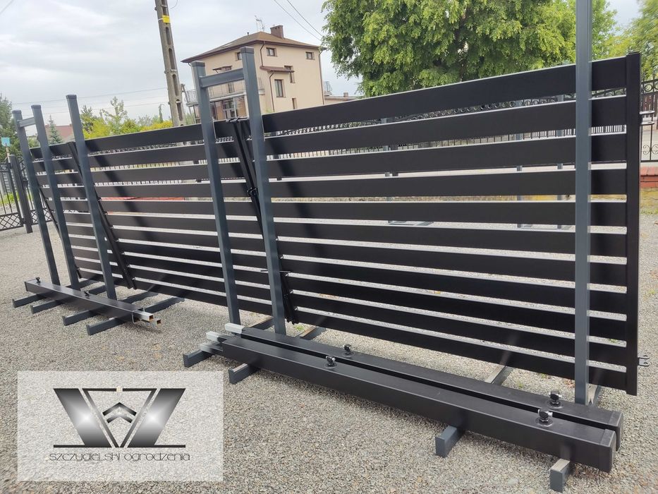 Brama wjazdowa dwuskrzydłowa panelowa palisadowa 1,45x4/100x20 czarna
