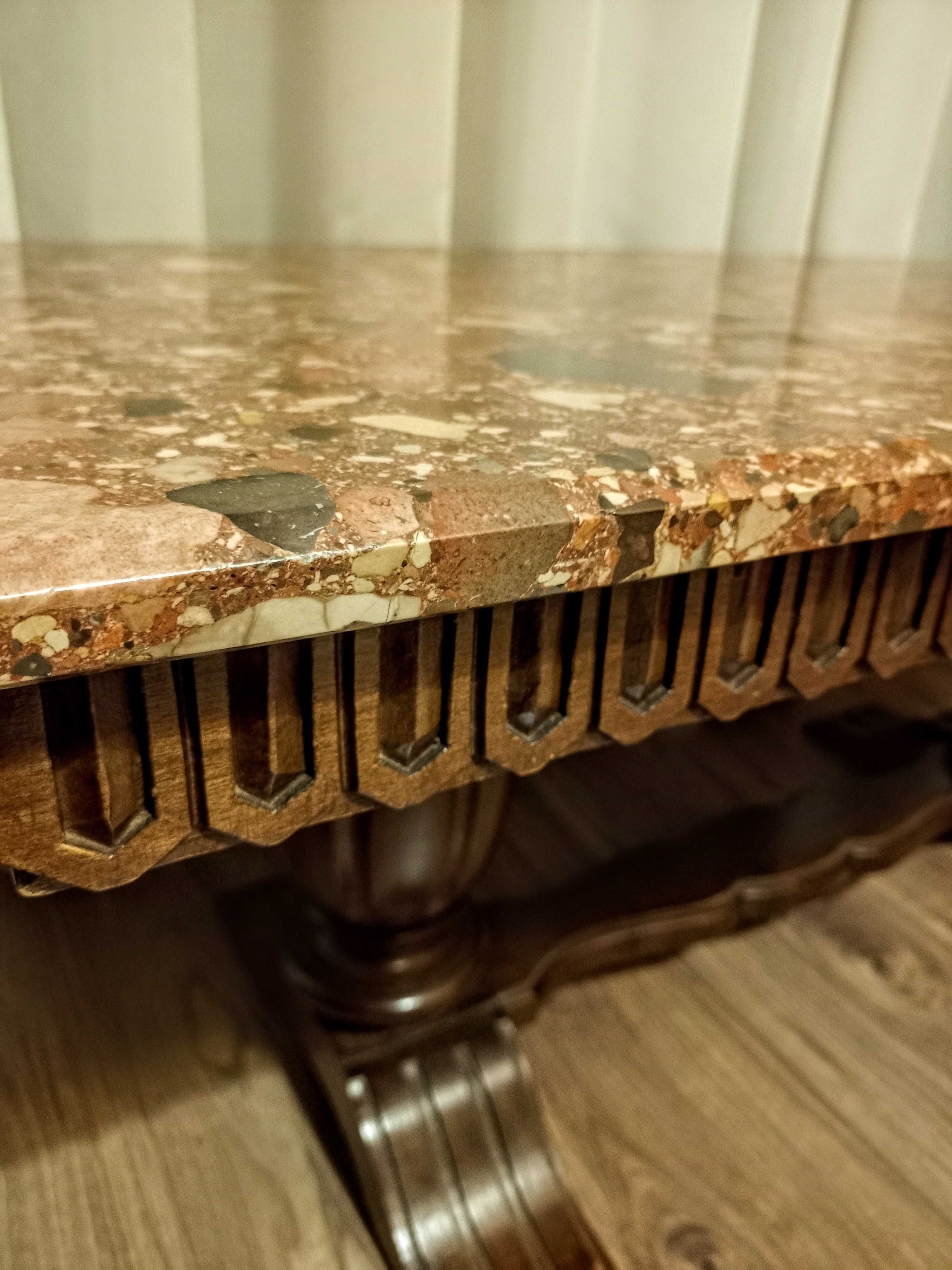 Mesa Brecha Arrábida c/base talha nogueira.100x50x45.LER DESCRIÇÃO!