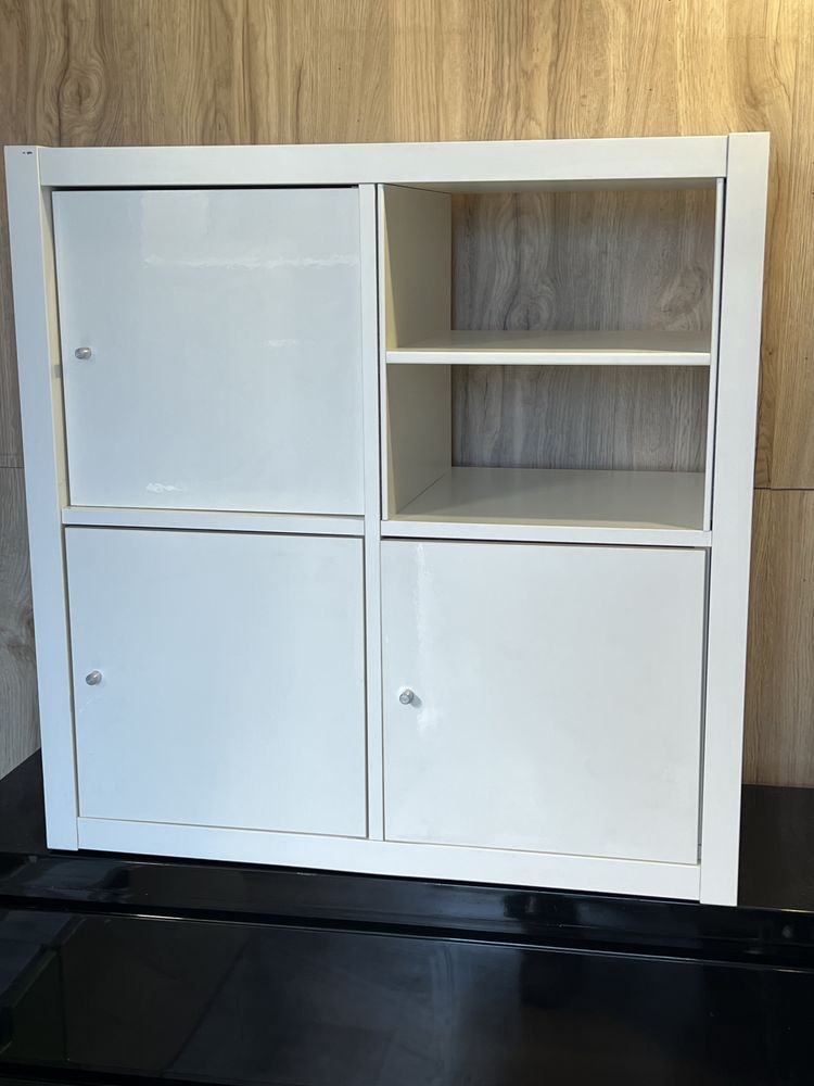Regał ikea kallax 2x2 biały + wkłady wysoki połysk