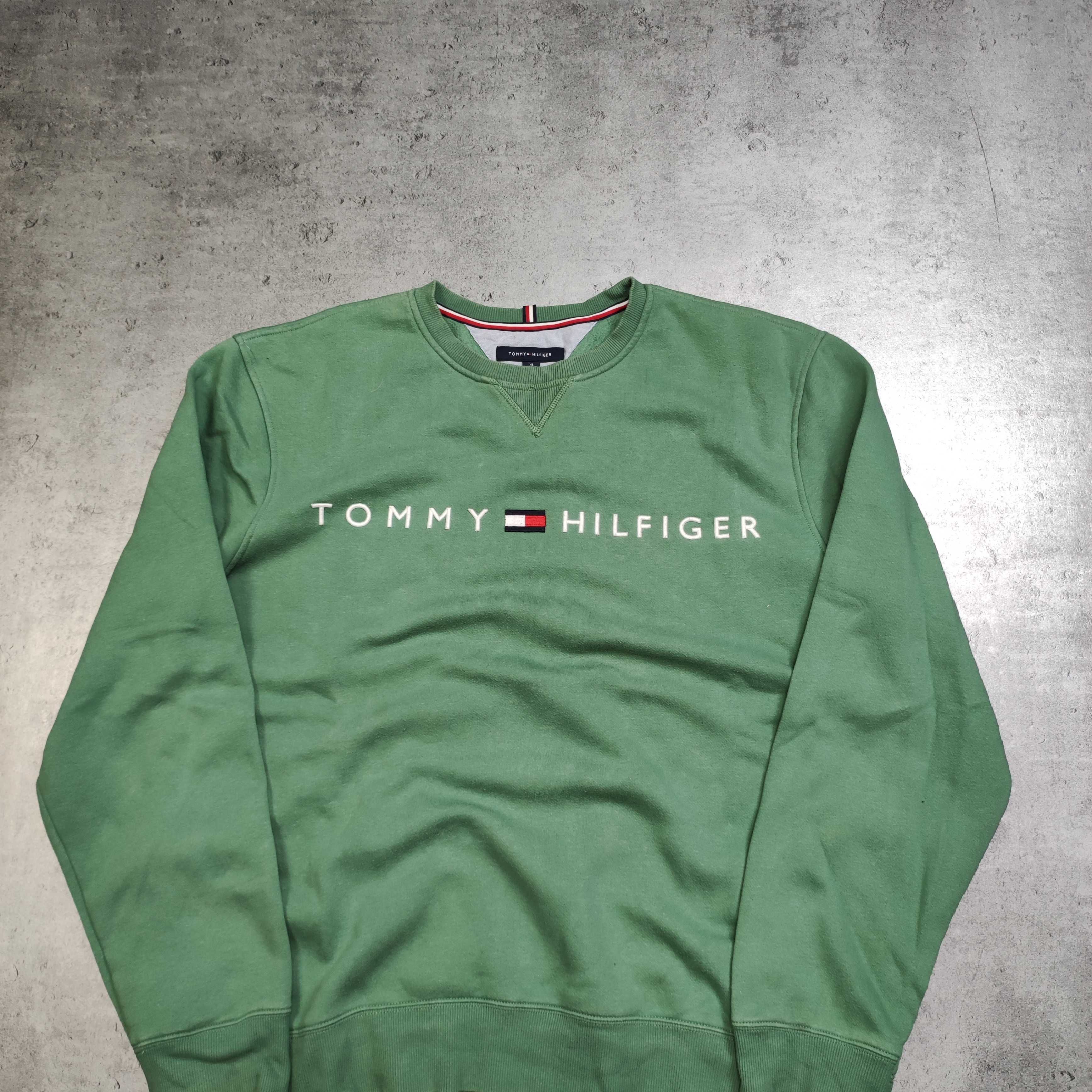 MĘSKA Bluza DUŻA Pistacja Bawełna Haftowane Logo Tommy Hilfiger Klasyk