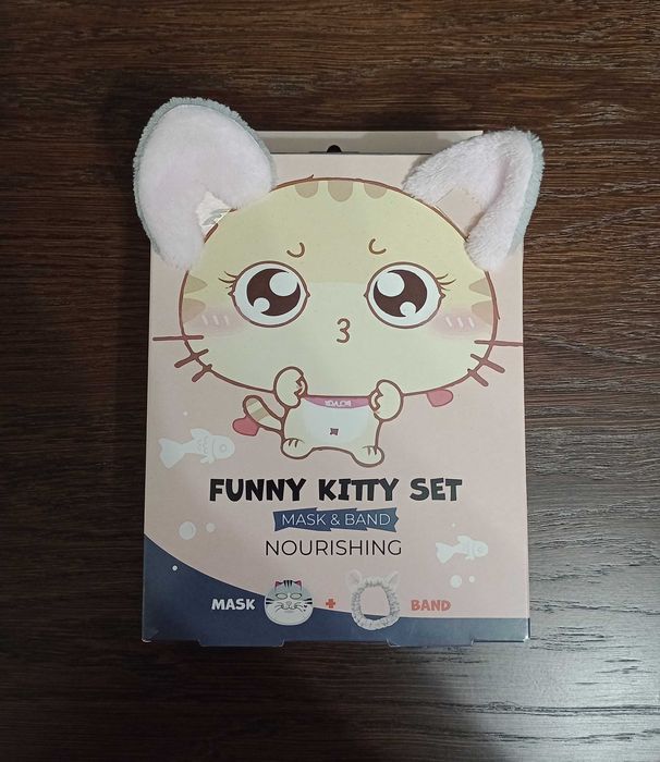 Nowy zestaw kosmetyczny maseczka oraz opaska na głowę kotek Mond'sub