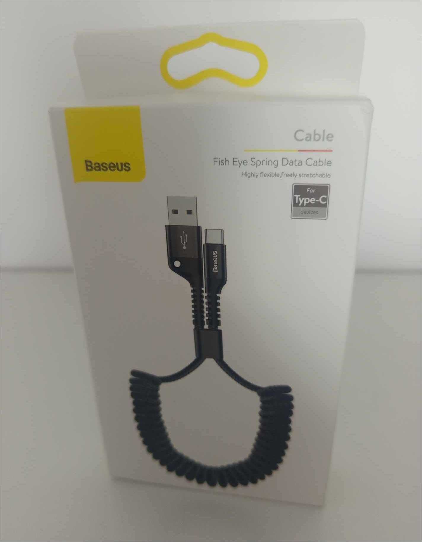 Kabel sprężynowy Baseus USB - USB typ C 1m Czarny