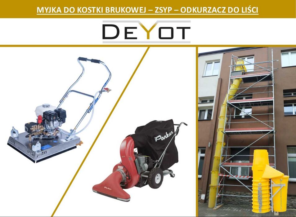 Zsyp na gruz | Myjka do kostki brukowej | Odkurzacza do liści WYNAJEM