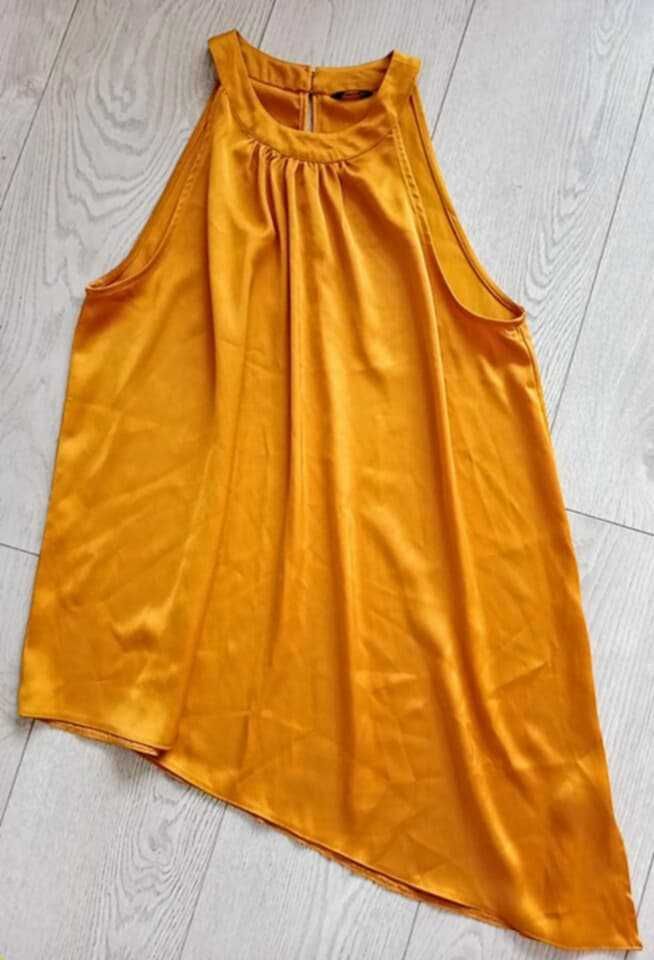 Asymetryczna miodowa satynowa tunika sukienka 38/M halter