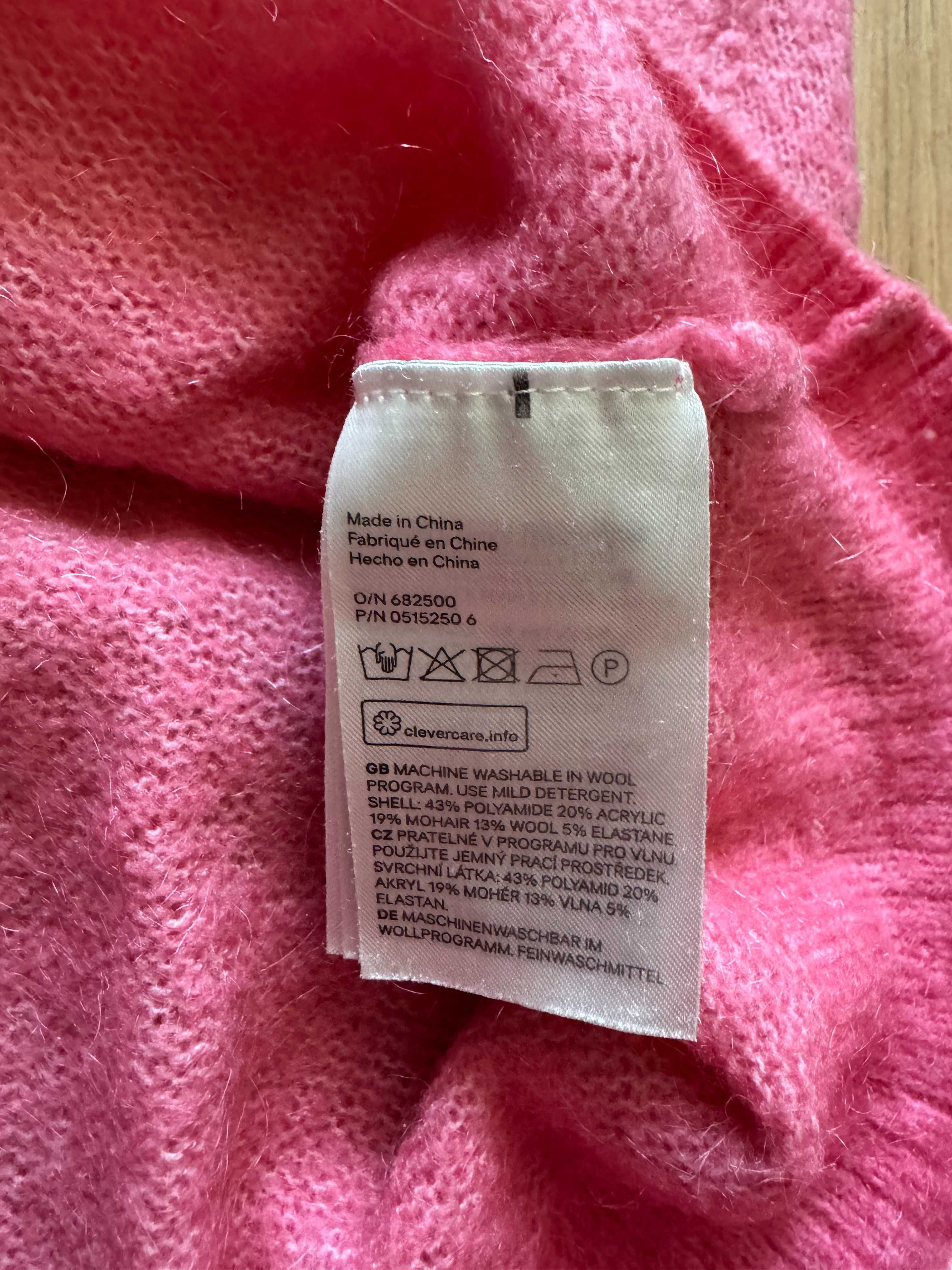 Sweter sweterek różówy fuksja S 36 golf półgolf