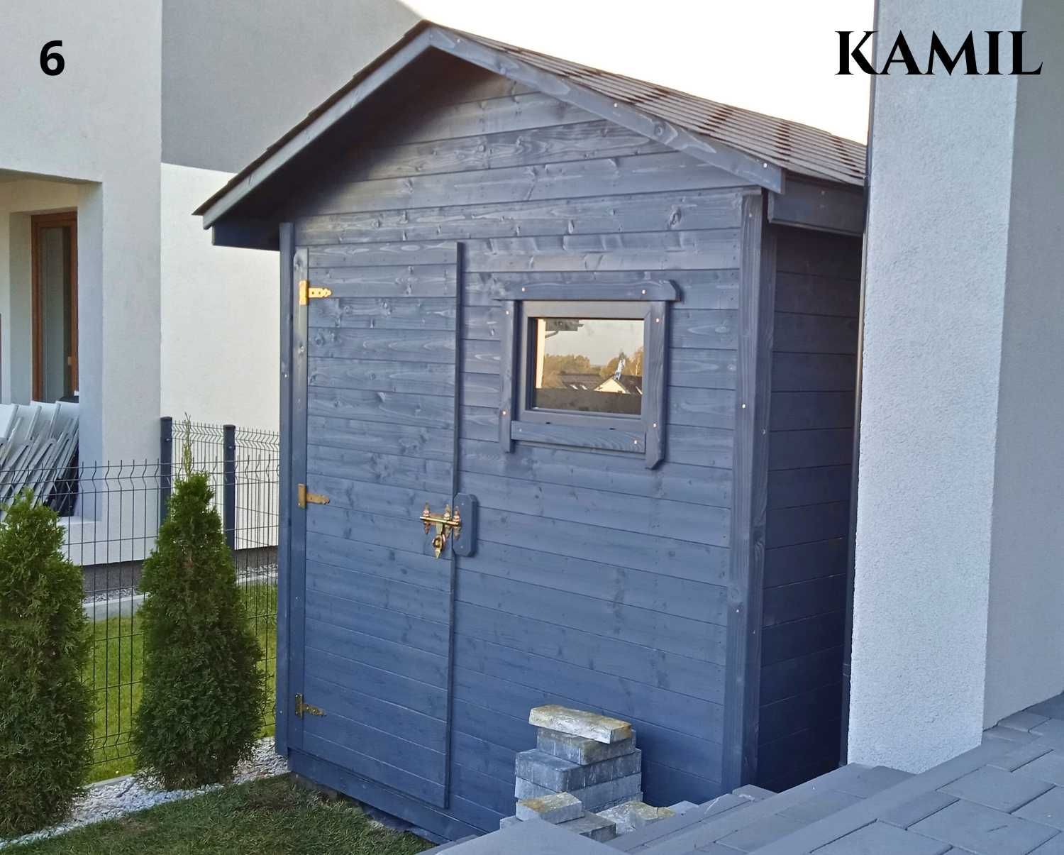 Drewniany domek na narzędzia Kamil. Domek schowek ogrodowy na działkę