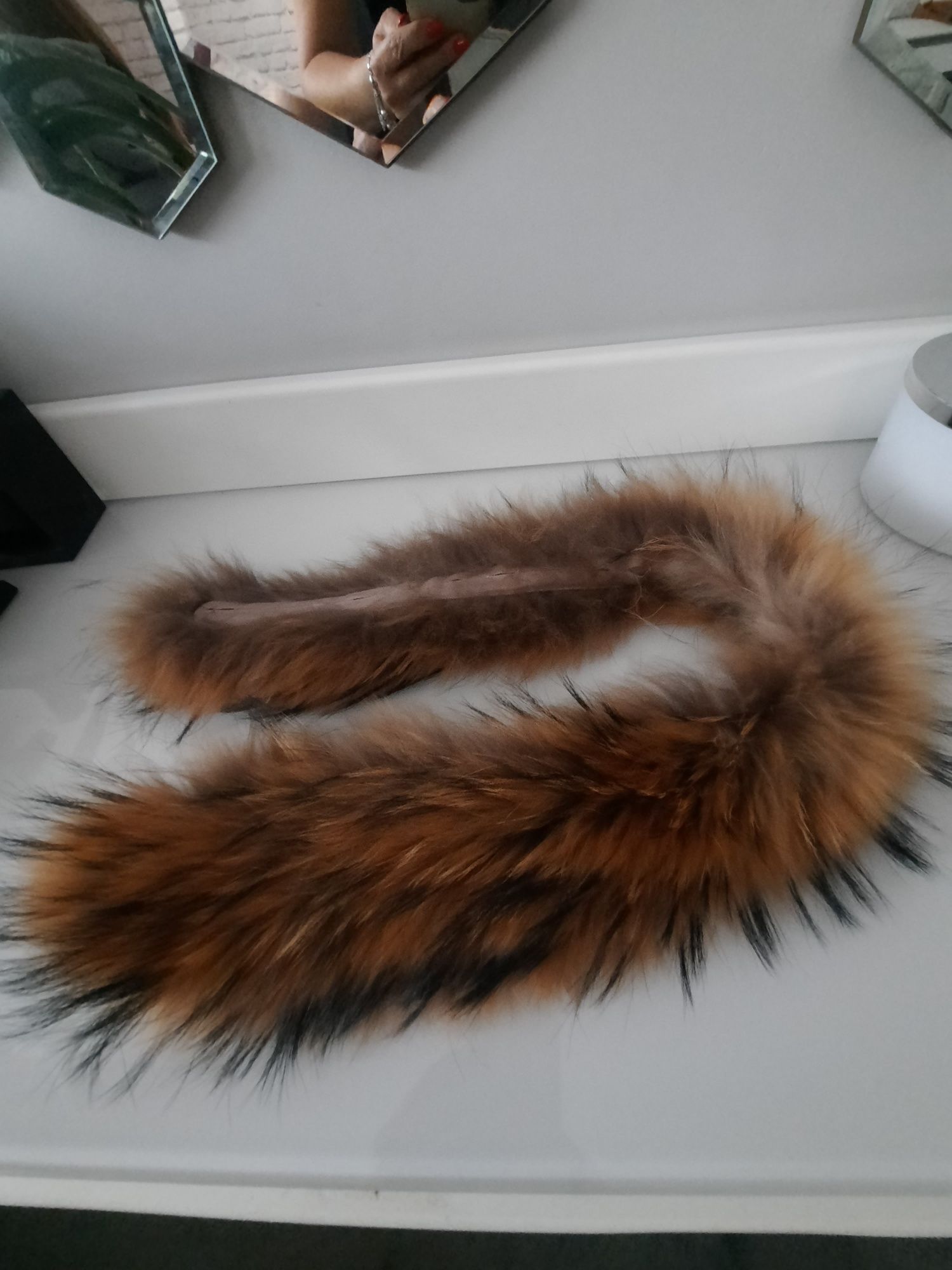JENOT naturalny 82cm obszycie kaptura kołnierz przypinka dopinka
