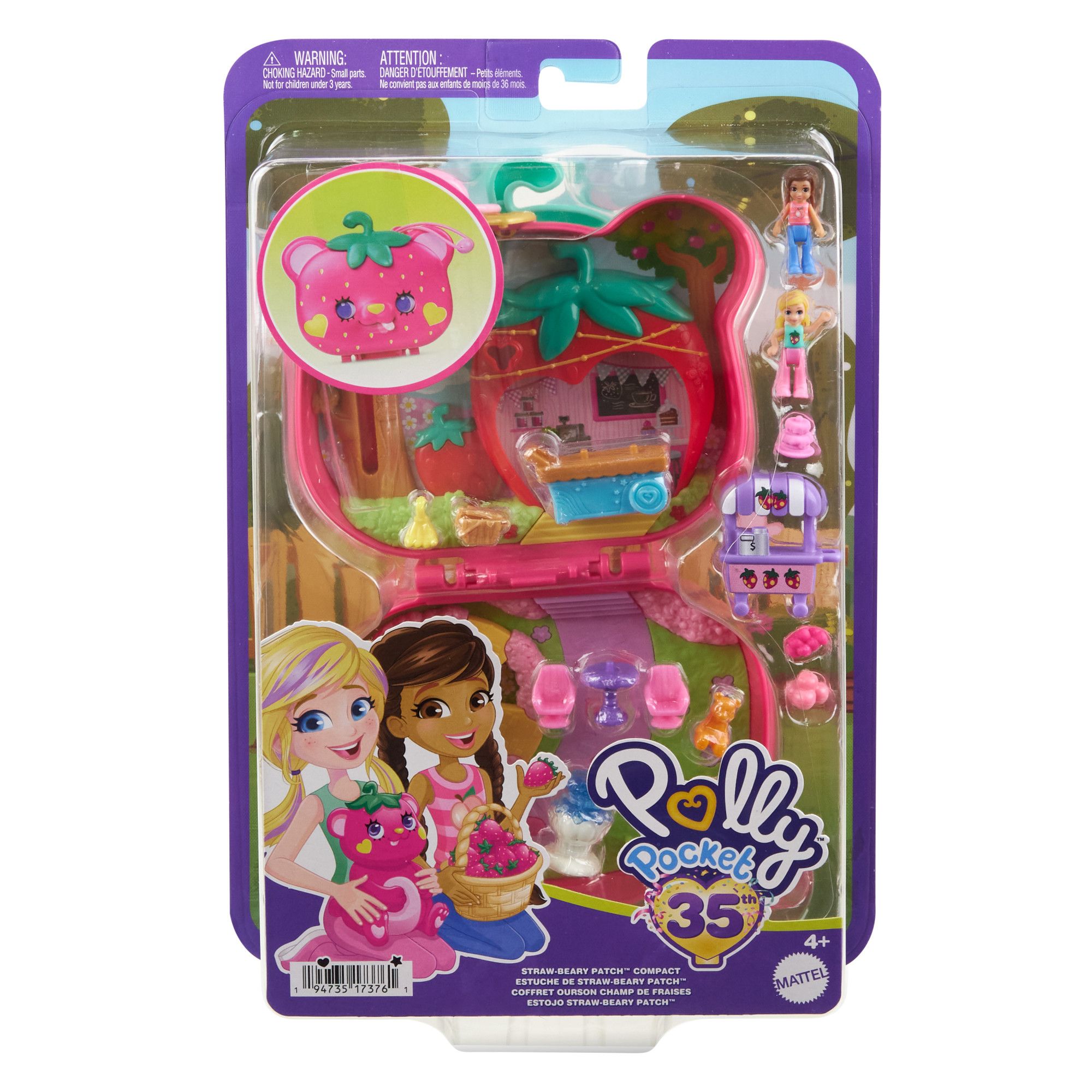 Polly Pocket Truskawkowy Miś Zestaw Kompaktowy + 2 Mikrolalki