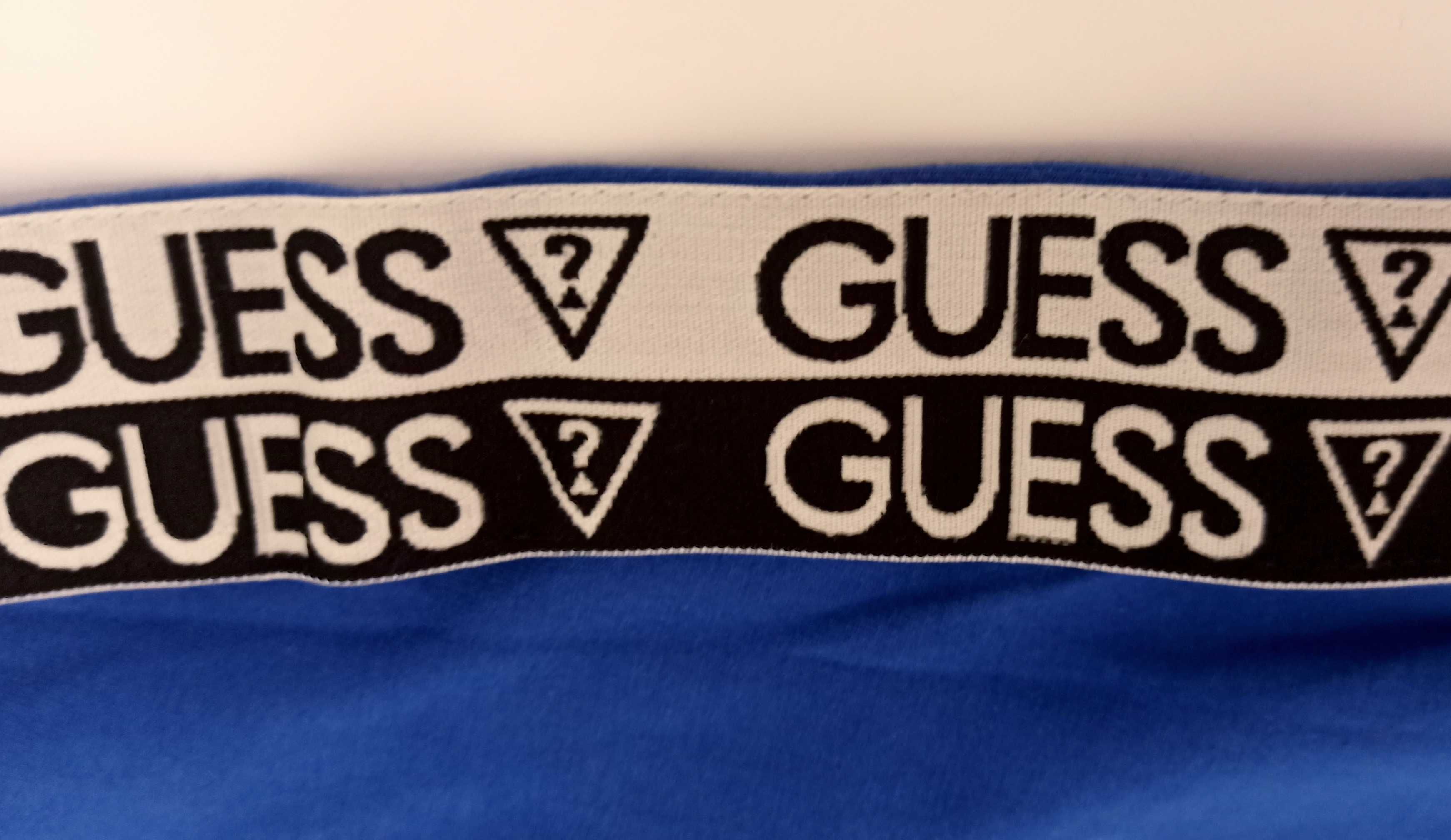 GUESS Sukienka Koszulka T-Shirt Niebieska Kobaltowa Lampasy Stretch