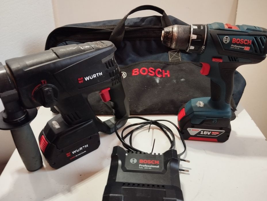 Zestaw akumulatorowy BOSCH WURTH młotowiertarka i wkrętarka 18 v