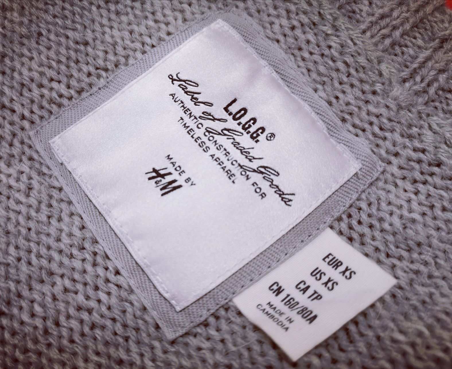 Szary sweterek H&M L.O.G.G., rozm XS /S