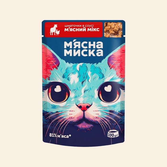 Вологий корм пауч М‘ясна Миска 100г для котів та собак