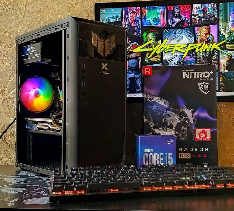 Intel i5-9500+ RX580+ 8/16Gb 3200Mhz HyperX DDR4 SSD игровой компьютер