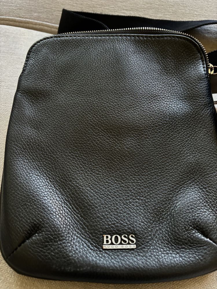 Torba męska na ramię saszetka Hugo Boss czarna skóra