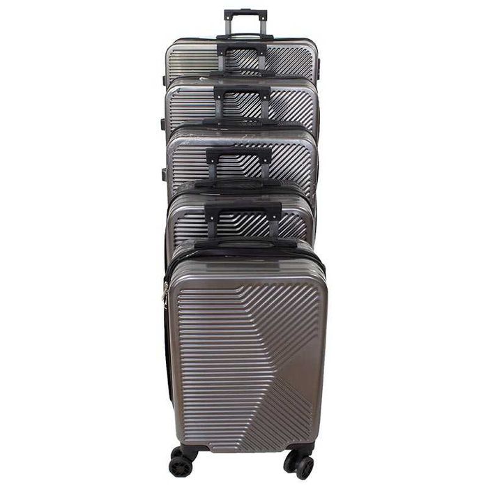 Walizki podróżne twarde na kółkach CIEMNY SZARY KOMPLET 5szt H23087DG