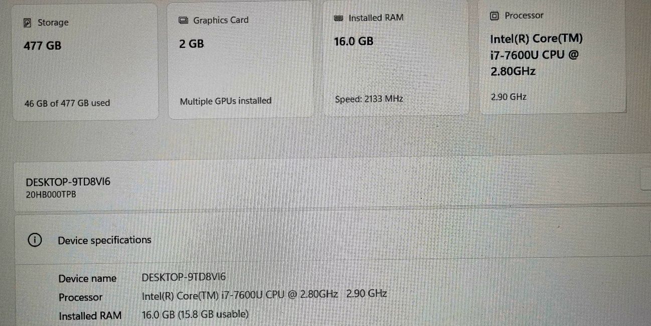 Lenovo ThinkPad P51s i7-7600U / 16GB RAM / 512GB SSD / NVidiaQuad M520