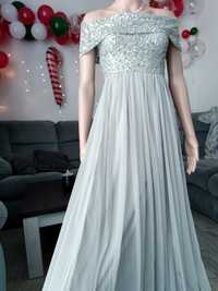 Hiszpanka tiulowa balowa suknia z cekinami rozmiar xl 42 wieczorowa