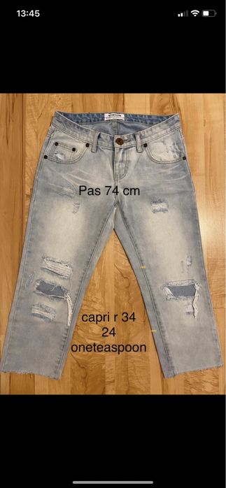 One x oneteaspoon r 24 XS damskie spodnie capri jeansy z dziurami