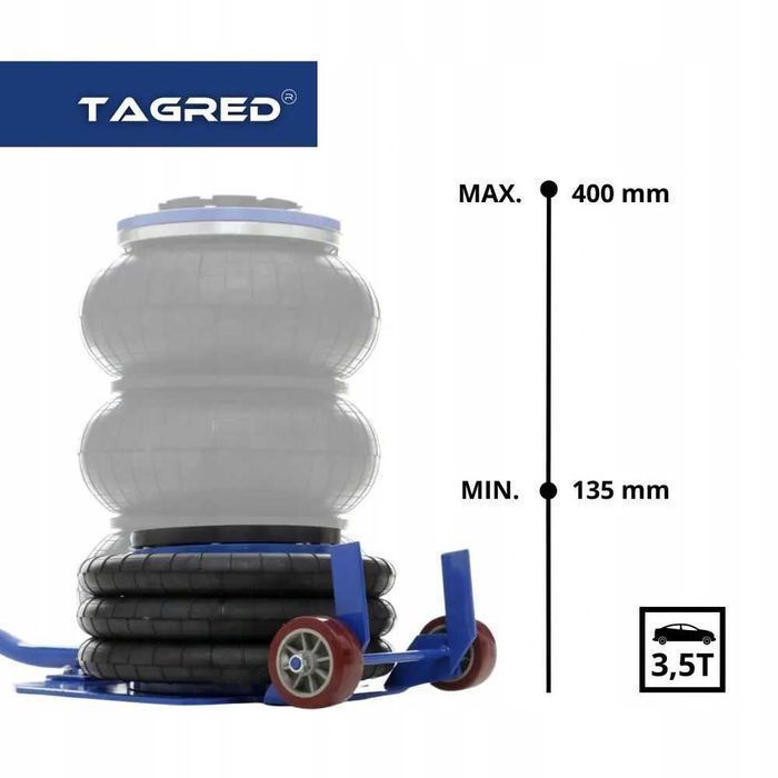 Podnośnik Pneumatyczny bałwanek 3.5T 135-400mm +krążek