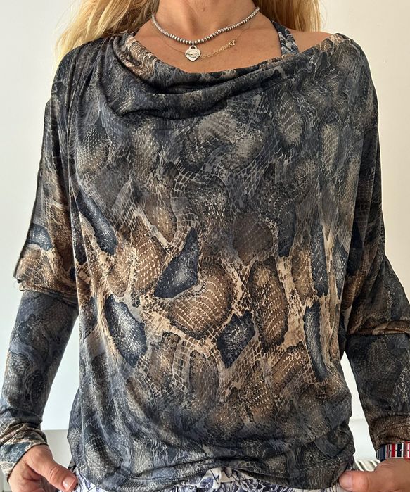 Morgan de toi bluzka snake skóra węża odkryte ramiona R.Uniwersalny