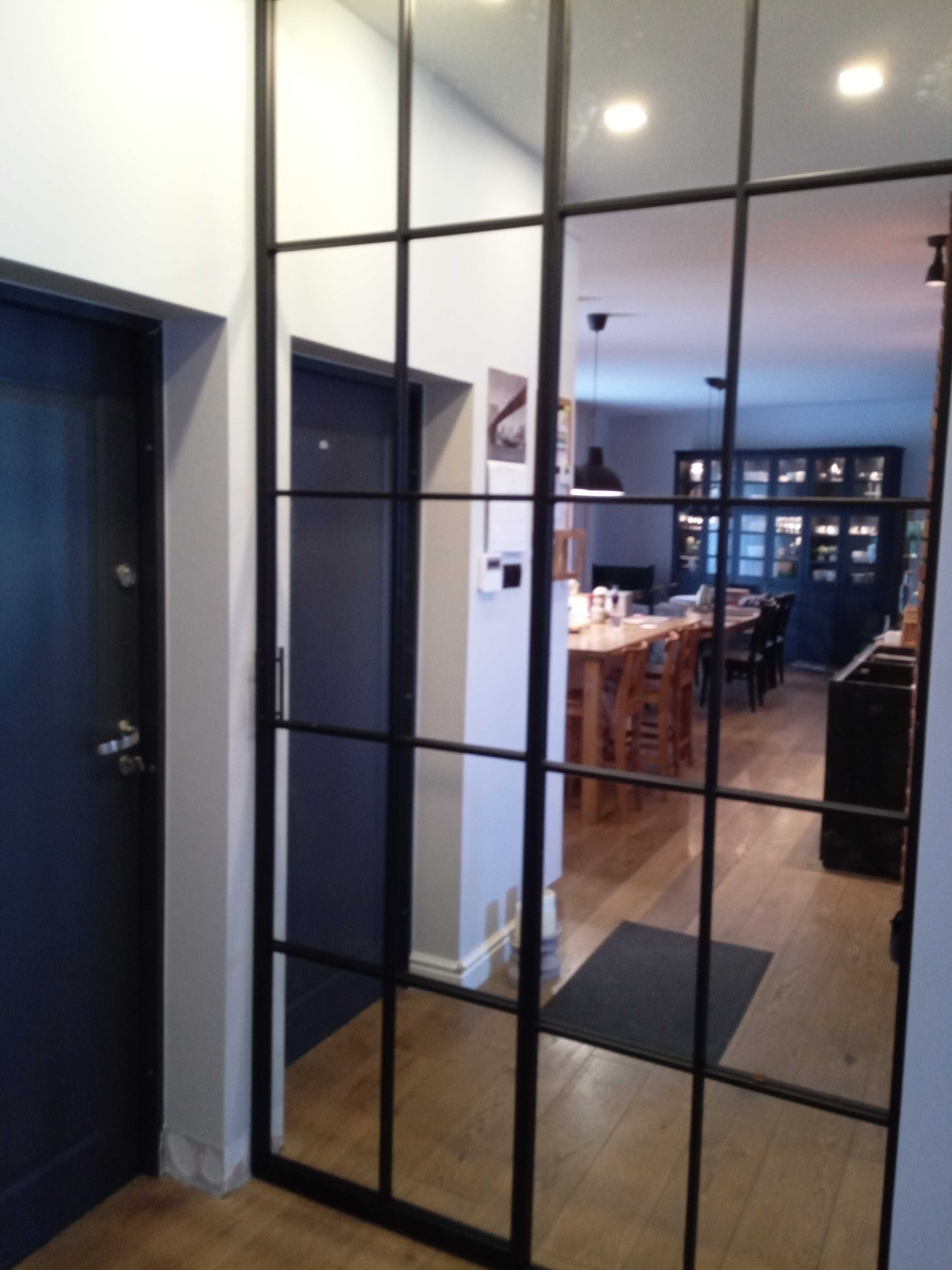 Ścianka loft, drzwi loft, ściana ze szkła, zabudowy loftowe