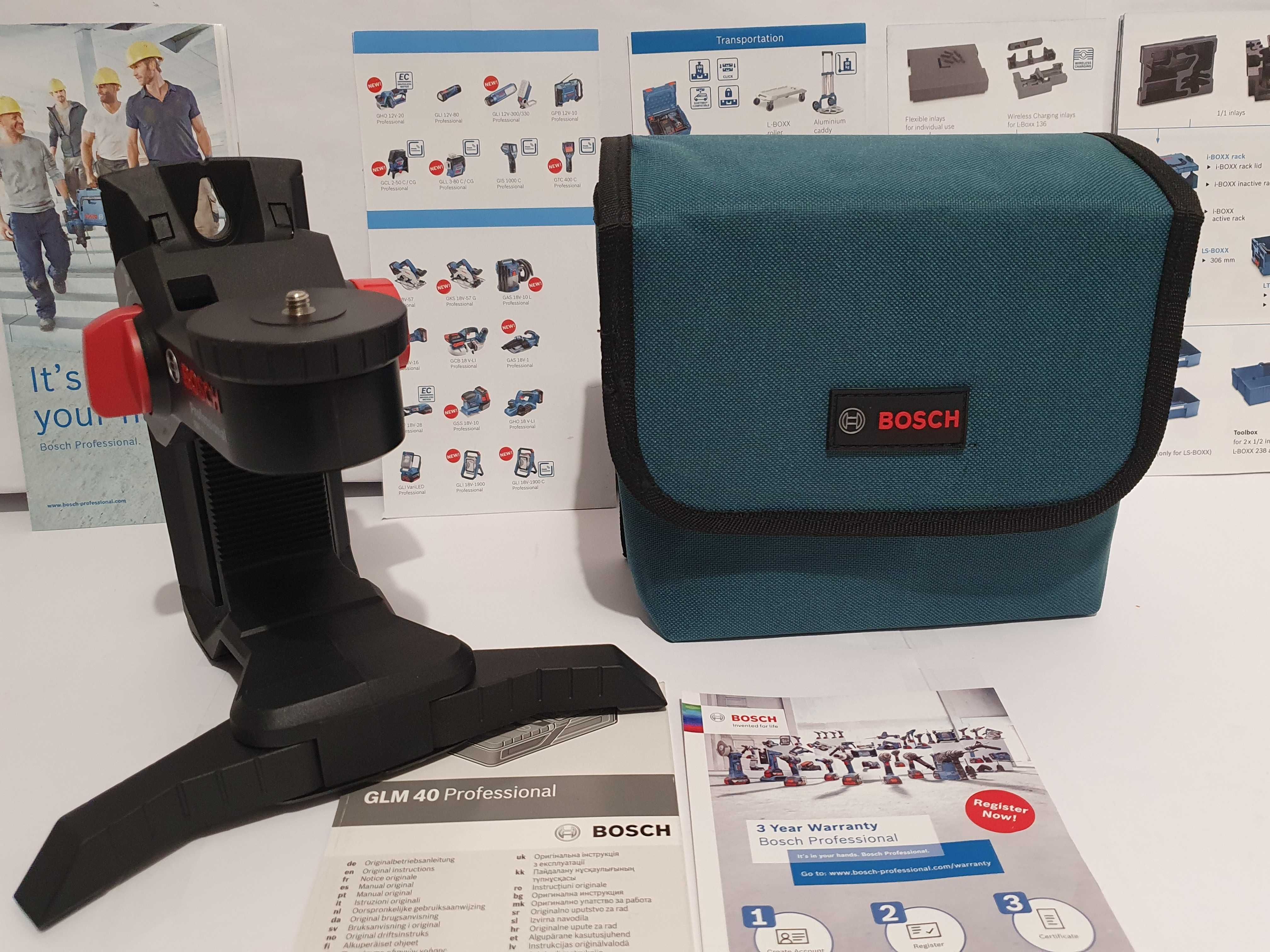 Zestaw futeral BOSCH GLL 3-80 GCL +stojak uchwyt BM-1 laser niwelator