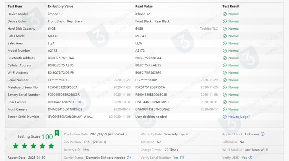 Материнська, системна плата iPhone 12 64Gb Black. iCloud!