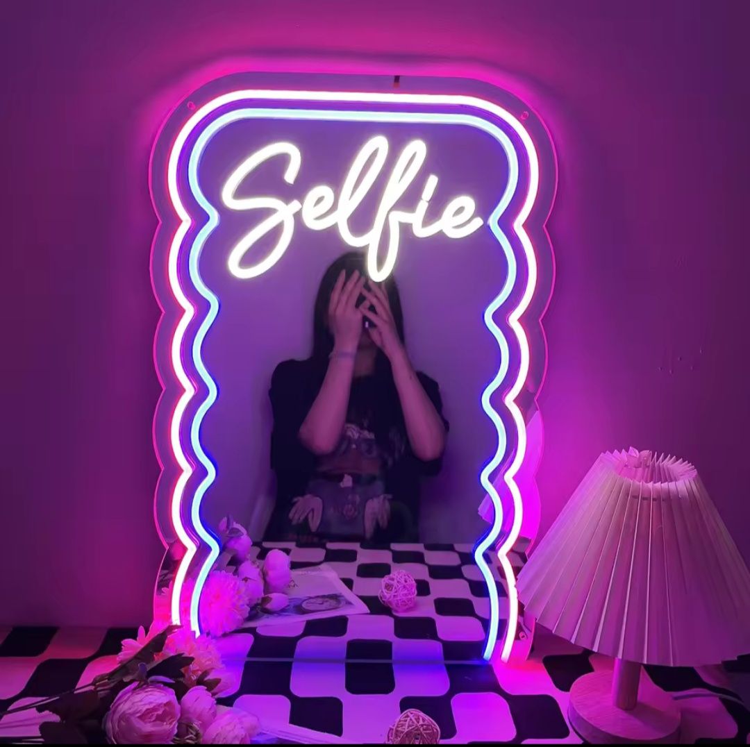 Selfie LED lustro neon nowe mega