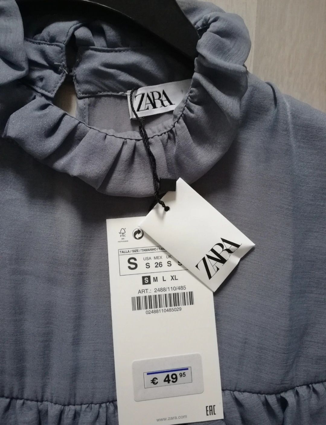 Sukienka dzianinowa transparentne rękawy Zara Nowa