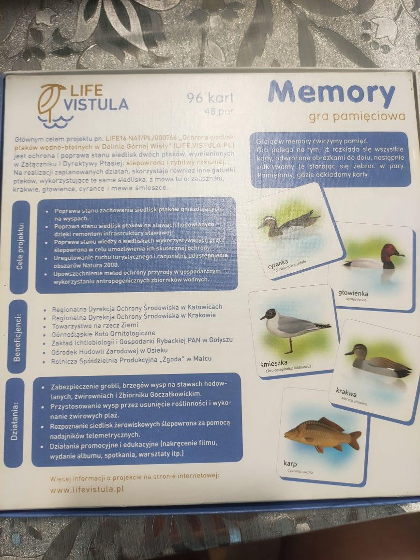 Gra memory, zwierzęta, ptaki, Life Vistula