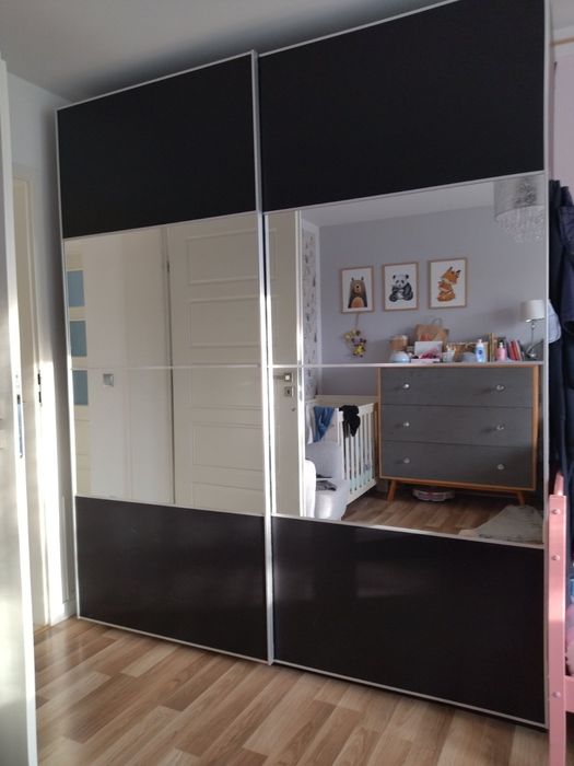 Drzwi przesuwne IKEA PAX czarne z lustrami