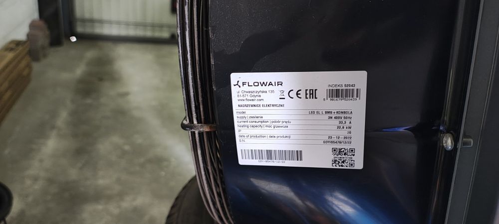 Nagrzewnica elektryczna flowair . MOŻLIWY TRANSPORT