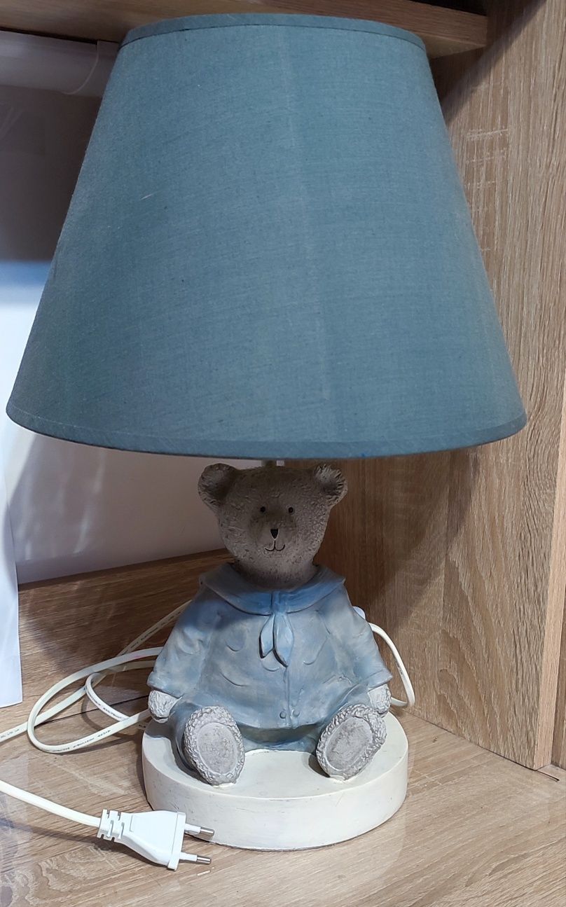 Настільний світильник,  лампа, абажур, нічник з ведмедиком в дитячу