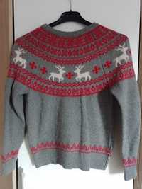 szary sweter świąteczny renifery szary S/XS
