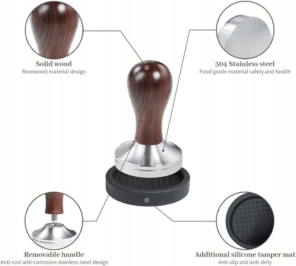 Tamper do kawy z matą tamującą 53mm