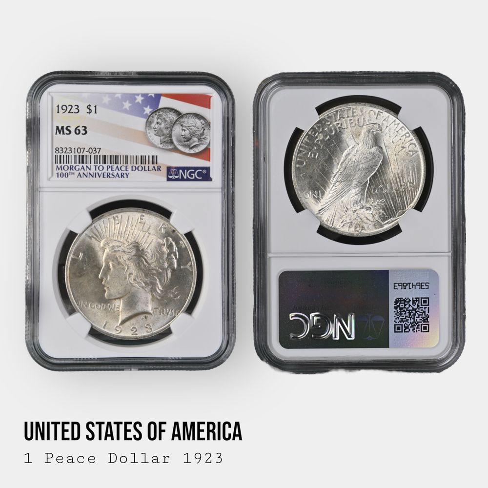 Срібна монета долар Мирний США $1 слаб NGC  UNC BU MS62 MS63 опт