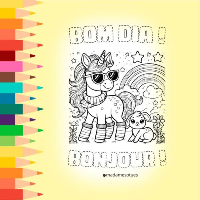 26 Desenhos únicos para Colorir - Livro Infantil Bilingue PT/FR