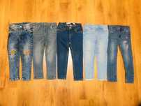 rozm 104 Zestaw 5x spodnie jeans rurki niebieskie / granatowe