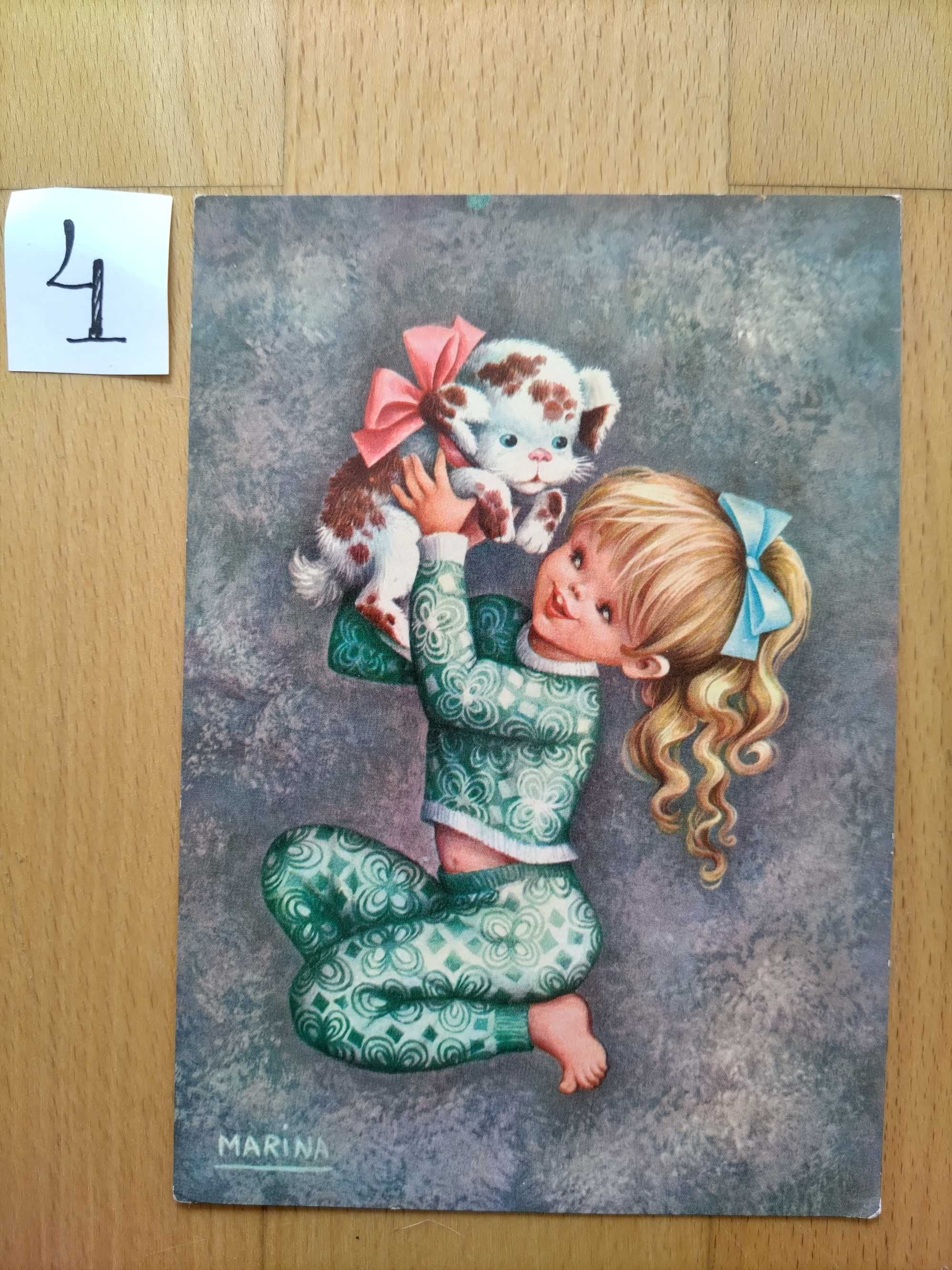 Conjunto de postais ilustrados vintage-Ilustradora espanhola Marina