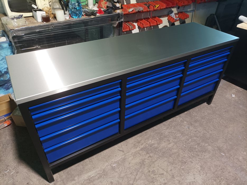 Stół warsztatowy 200x60 z 10 szufladami. Spawany - mega jakość