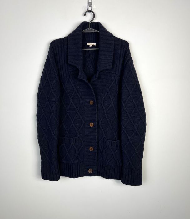 Barbour 100% Lambswool Wełniany Kardigan Warkocz