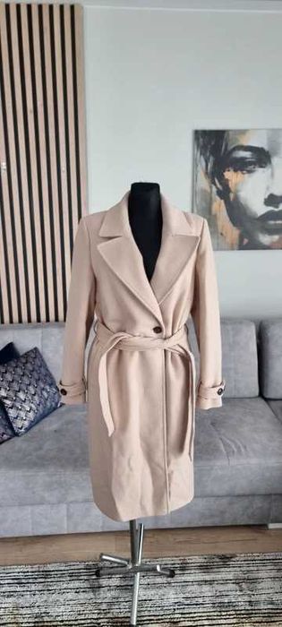 Płaszcz szlafrokowy z wełną pasek Zartex ochnik r.42/44