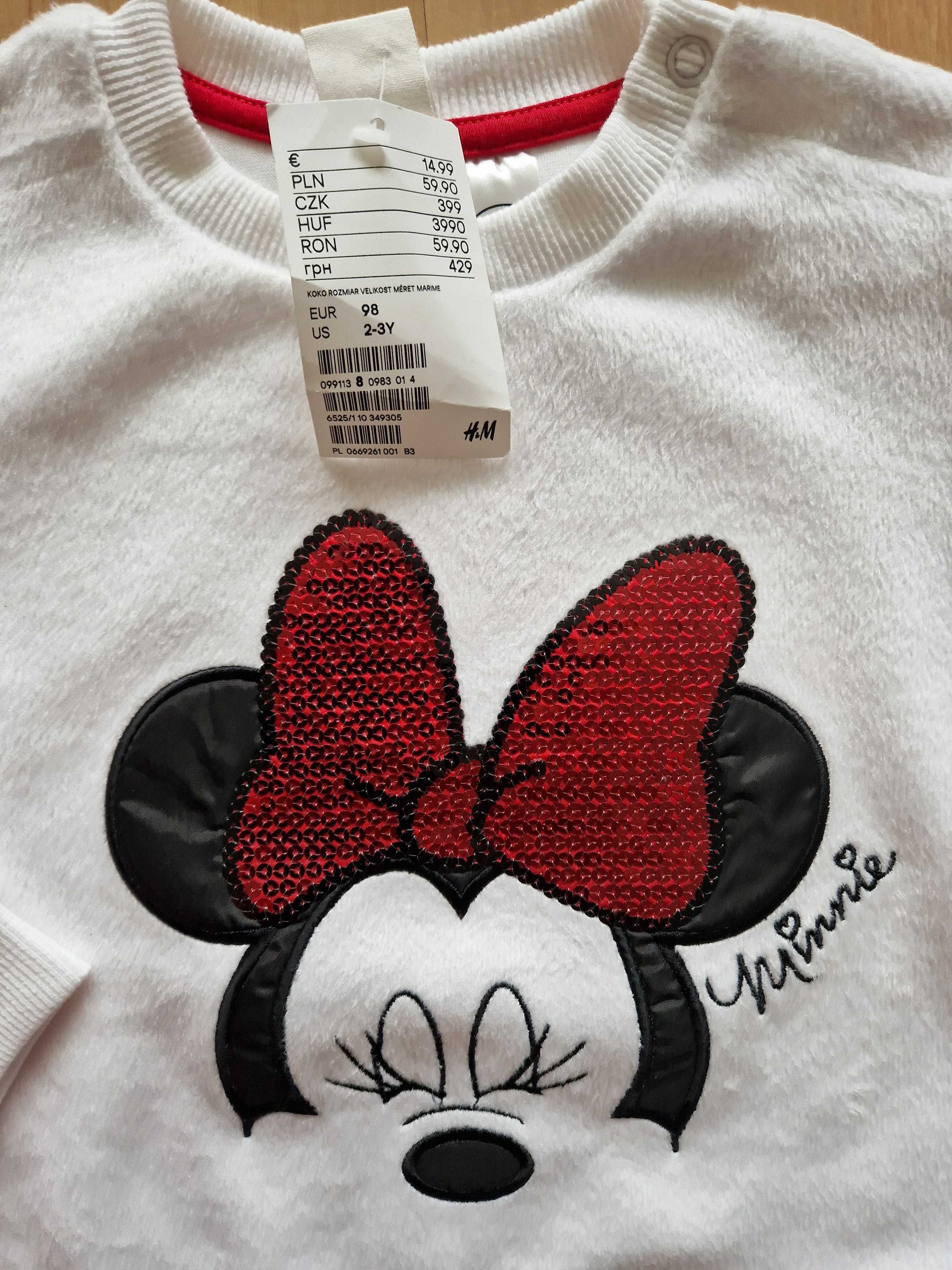 Nowe Dwie bluzy myszka Minnie H&M 98/104 Nowe