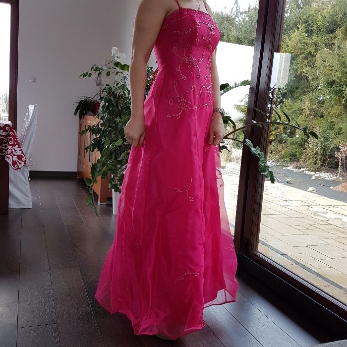 suknia balowa, sukienka różowa, fuksja, amarantowa sylwester S