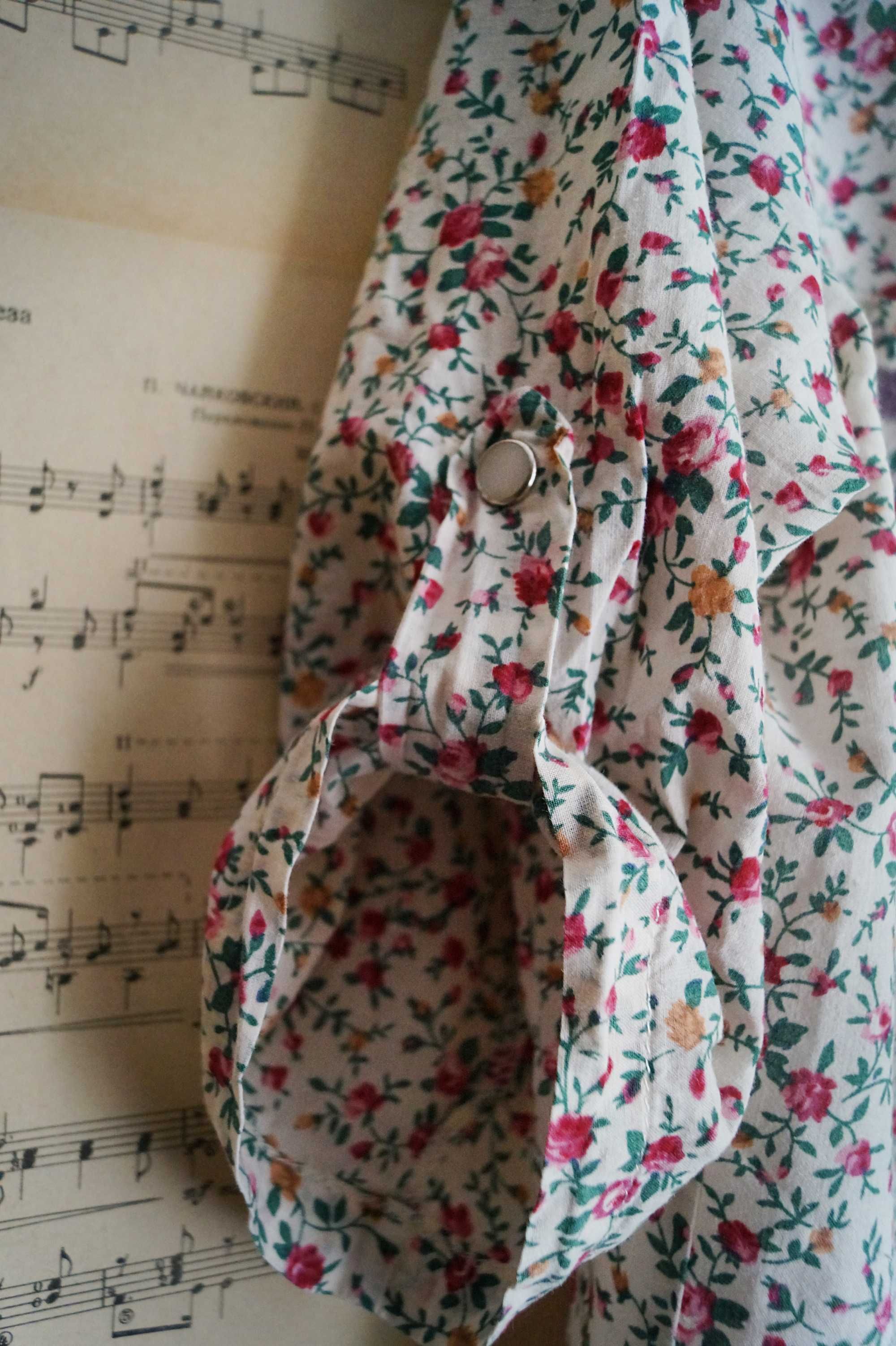 Рубашка - блуза хлопок в цветочный принт розочки