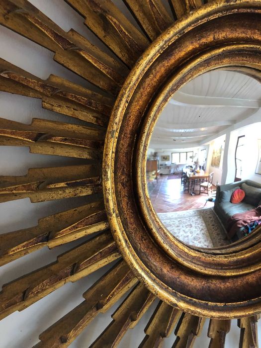 Sun Mirrors in Gold Leaf Wood, 1960s.