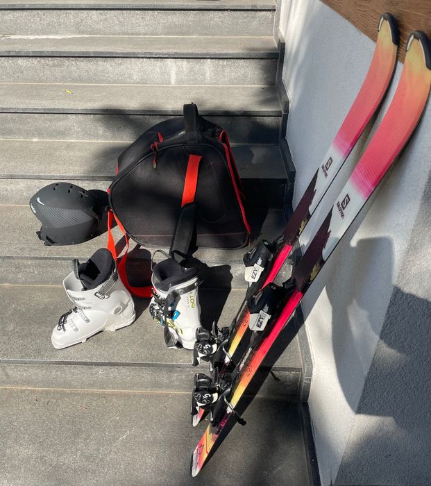 Narty Salomon, buty, torba, kask